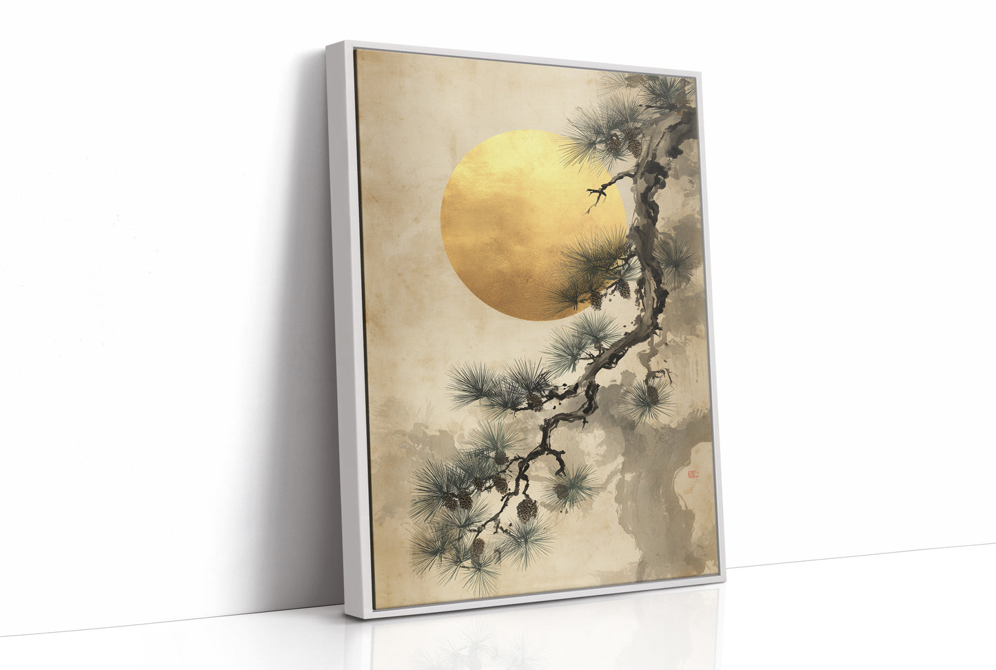 Pine Branches Dance With Golden Moon