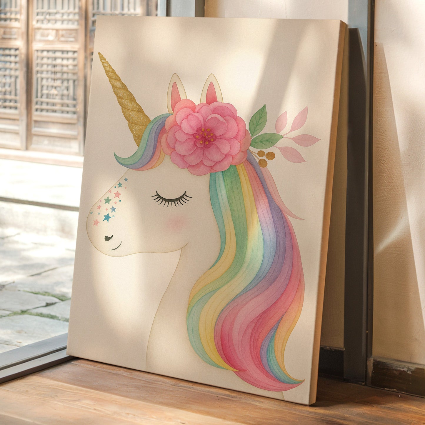 Starlit Unicorn with Rainbow Mane