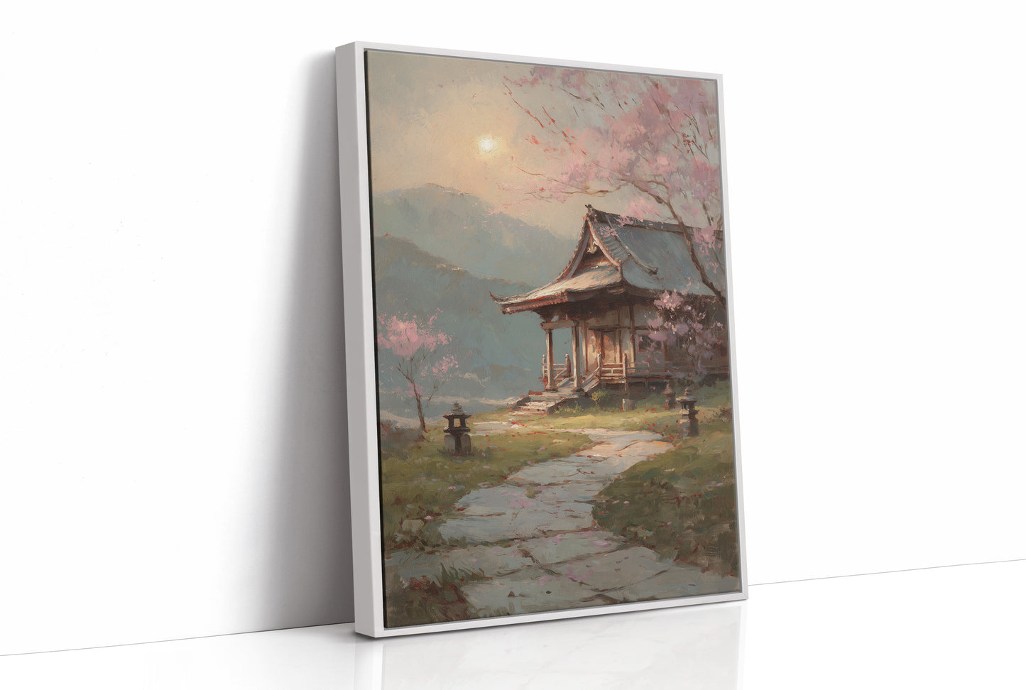 Cherry Blossoms Guard Ancient Temple Path