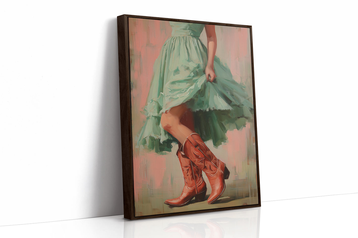 Red Boots Lifting the Hem