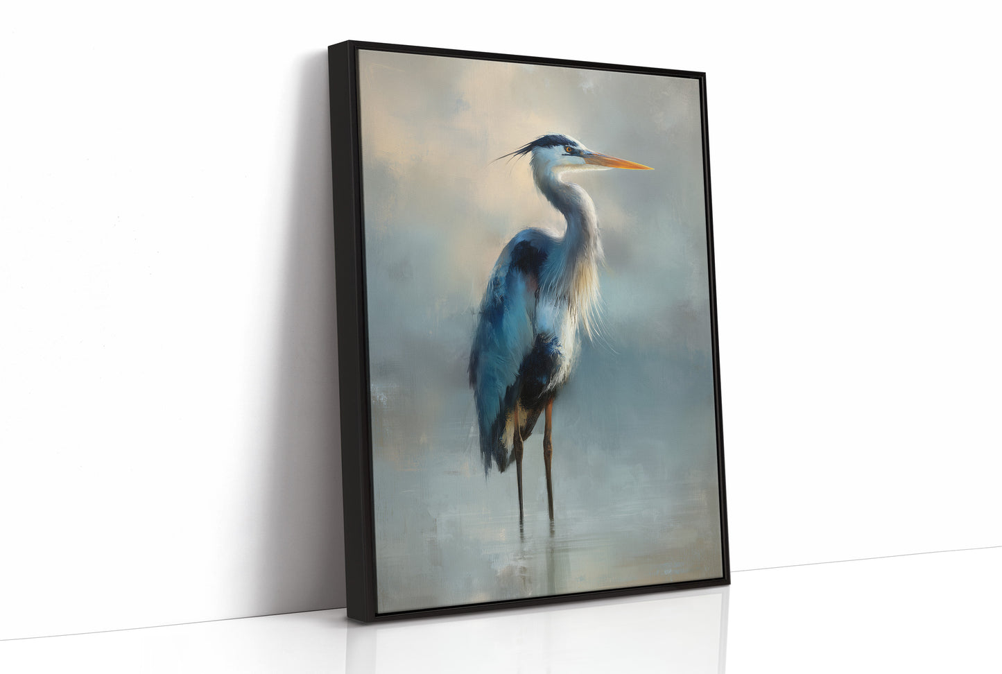 Heron Waits In Misty Blue