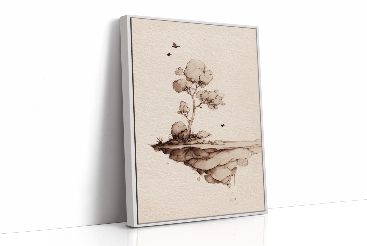 Floating Island Whispers Sepia Secrets