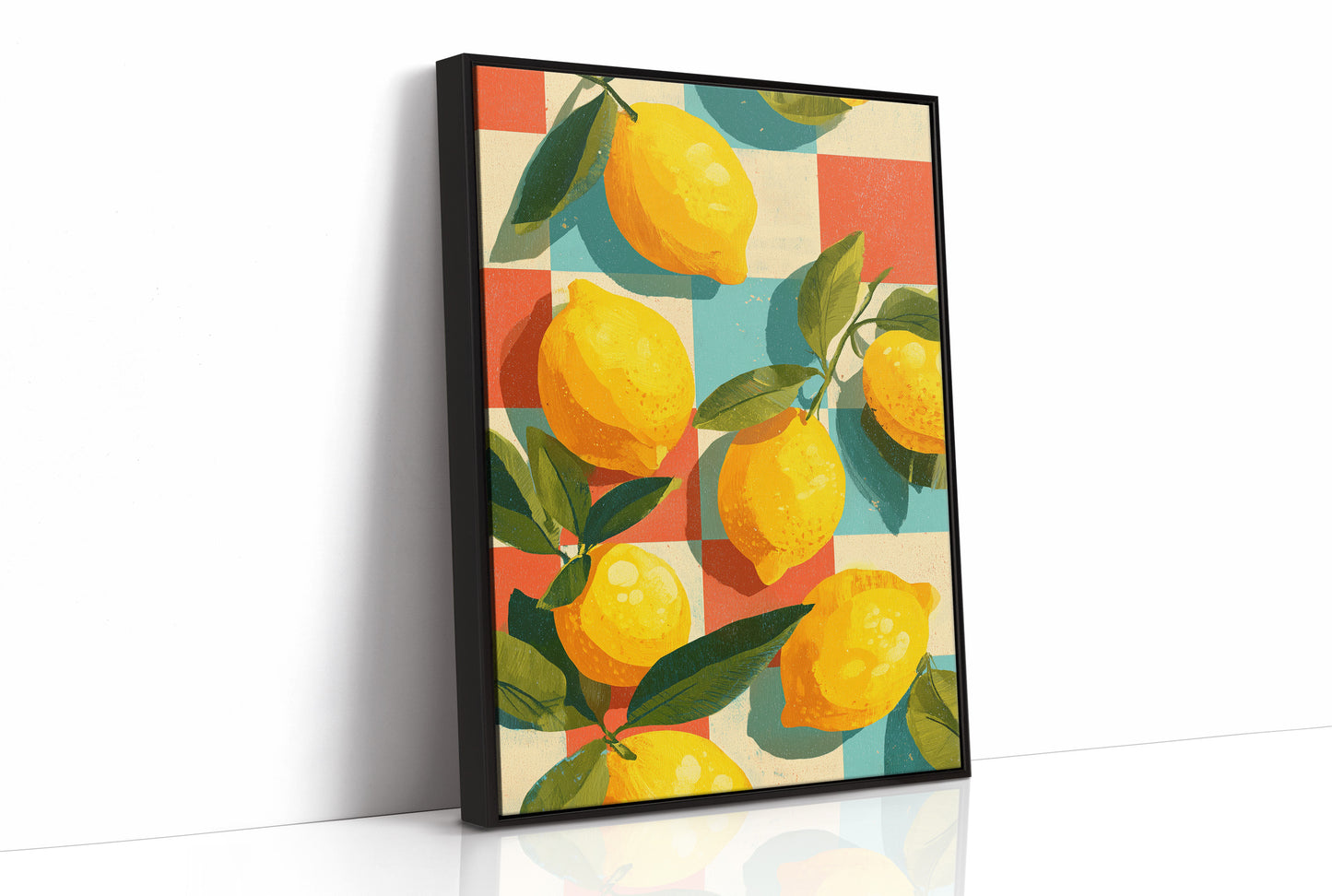 Lemons on a Retro Checkerboard