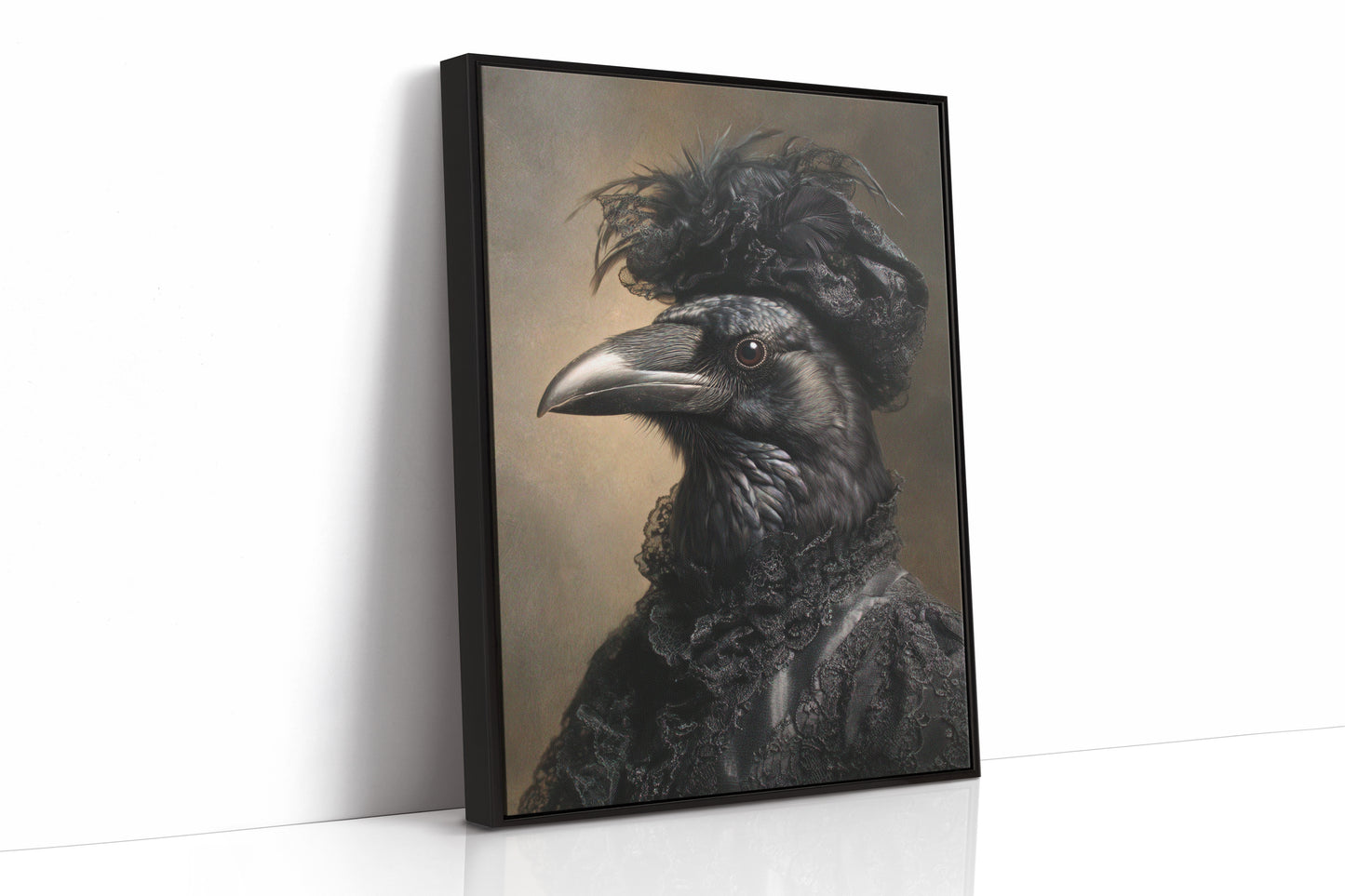 Elegantly Dressed Raven in Lace