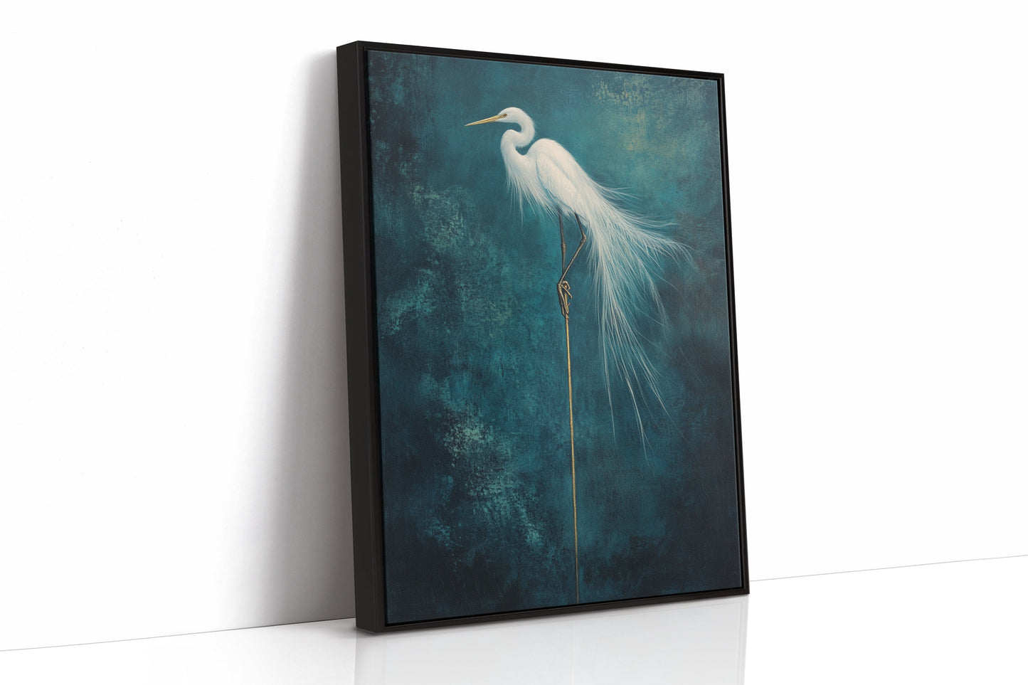 White Egret Wall Art – Elegant Minimalist Bird Print, Coastal Decor