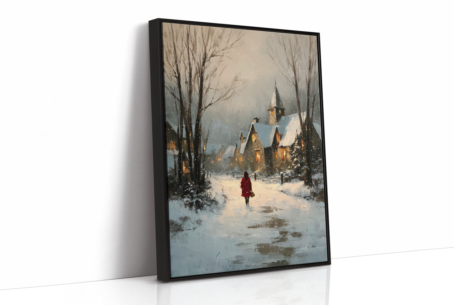 A Red Coat in Falling Snow