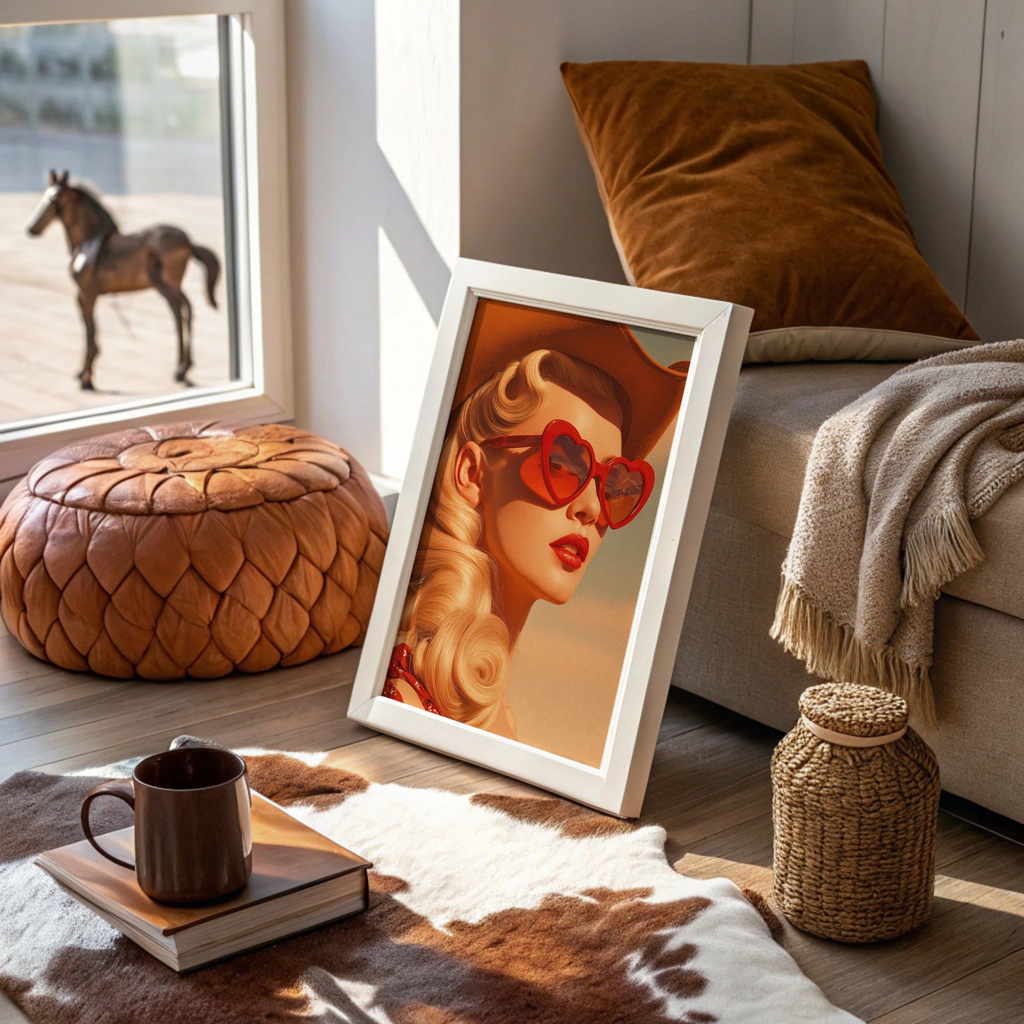 Sunset Hearts Frame Golden Hours