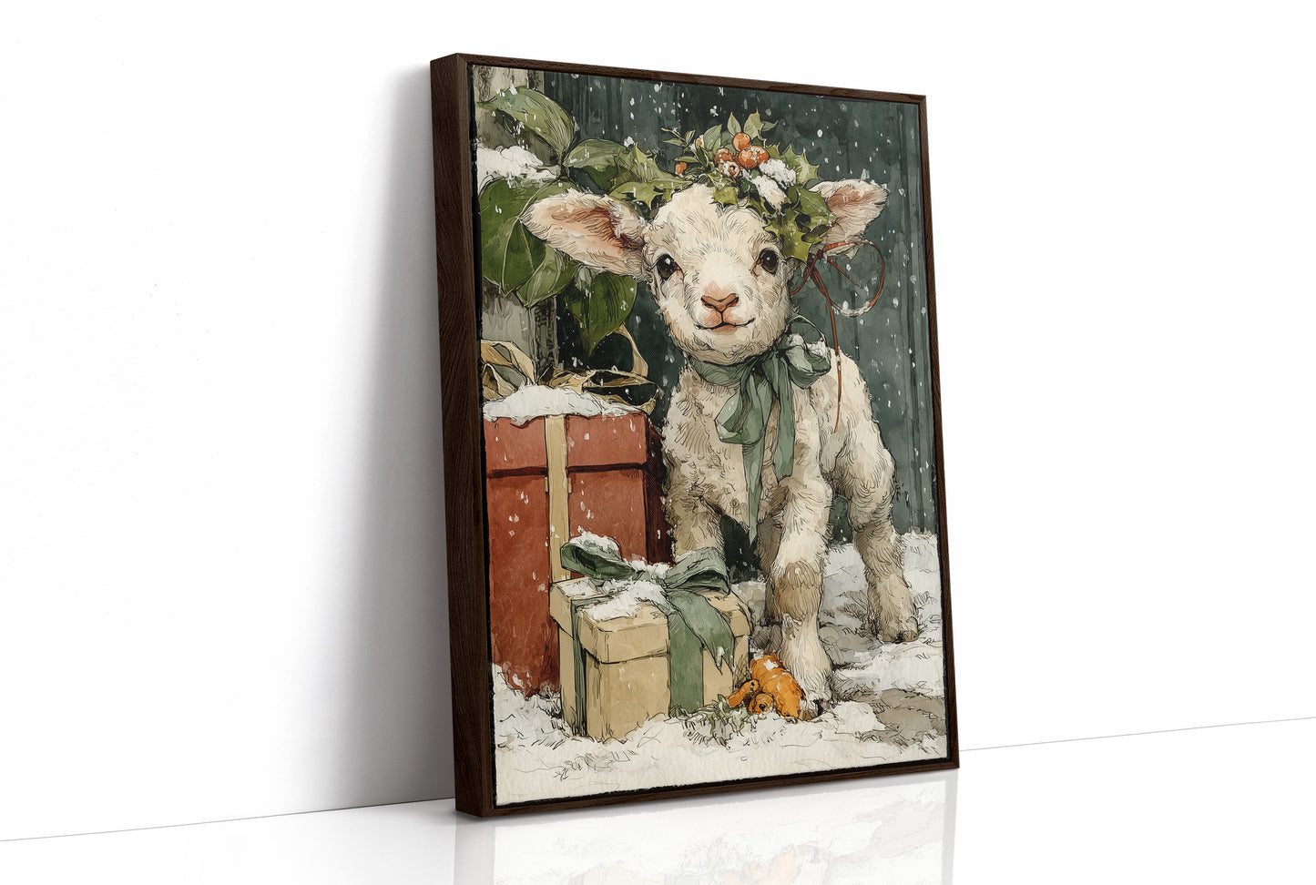 Lamb with Gifts, Winter Wreath