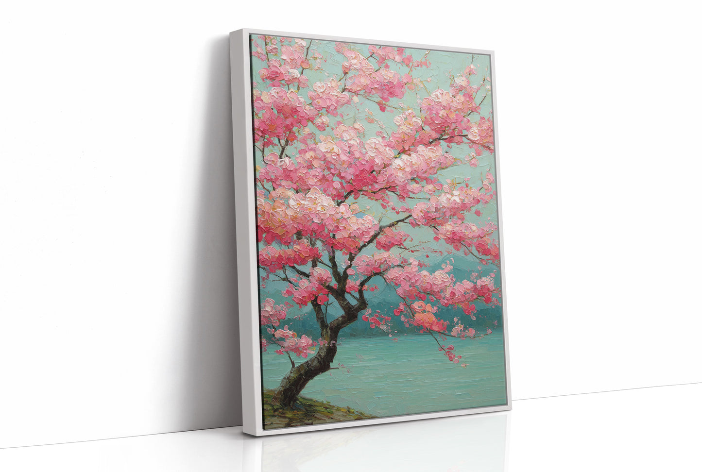 Cherry Blossoms Dance In Turquoise Light