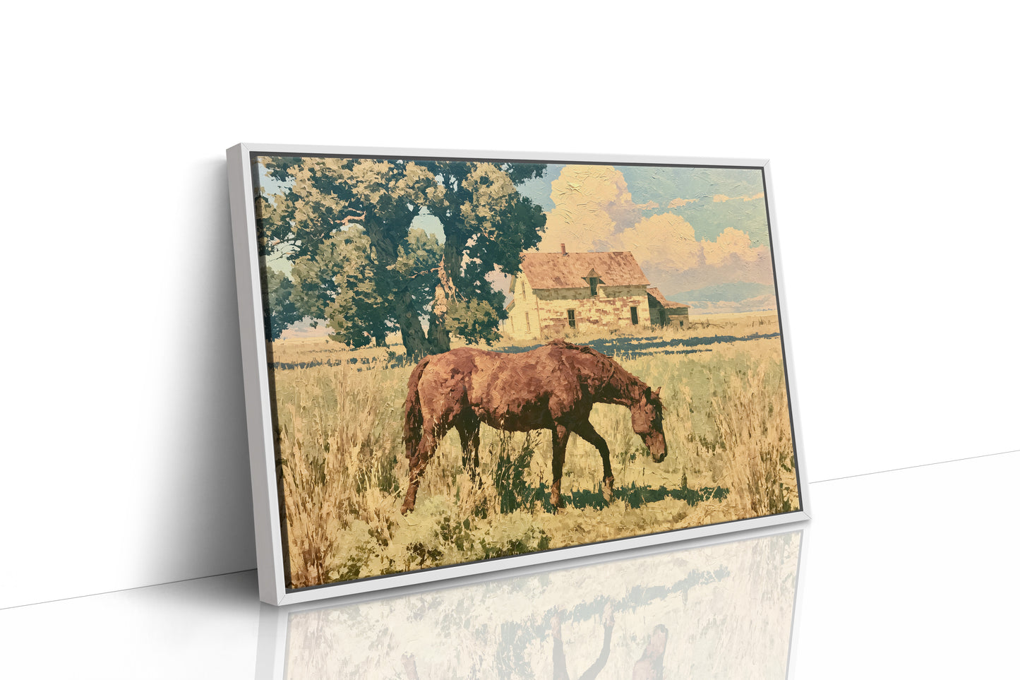 Grazing Horse at the Old Farmhouse