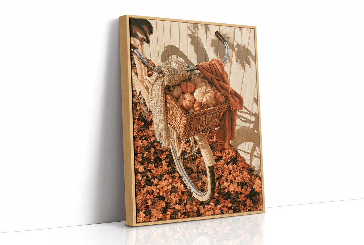 Gourd Delivery, Pedal Powered, print in a natural wood frame