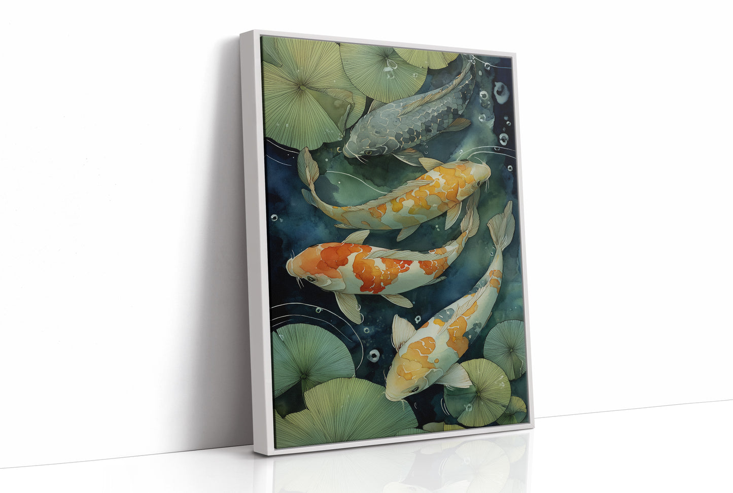 Koi Dance Below Lily Shadows