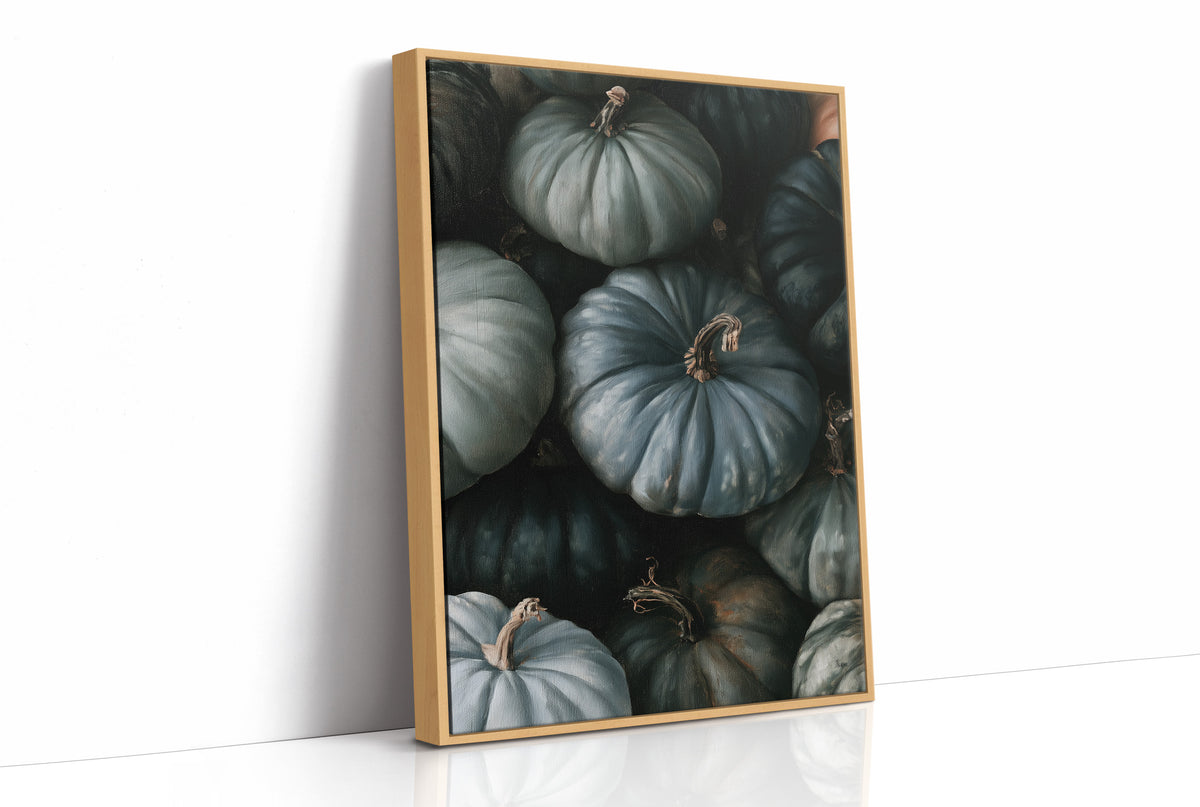 Feeling A Little Blue kin, print in a natural wood frame