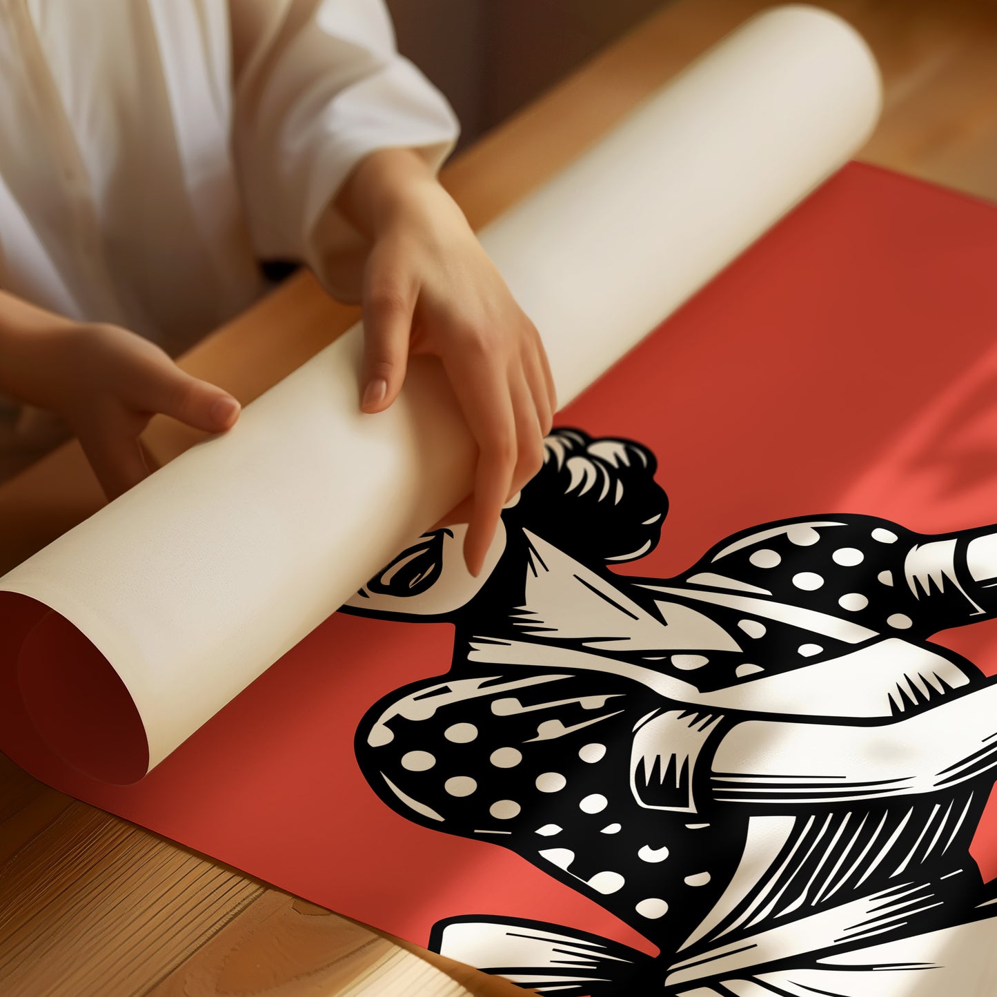 Polka Dots Dance Through Ruby Skies