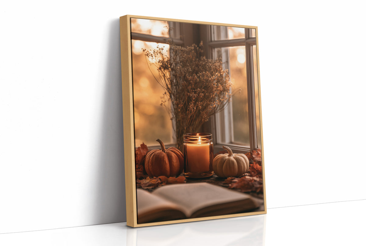 Candle Lit, Chapter Pending, print in a natural wood frame