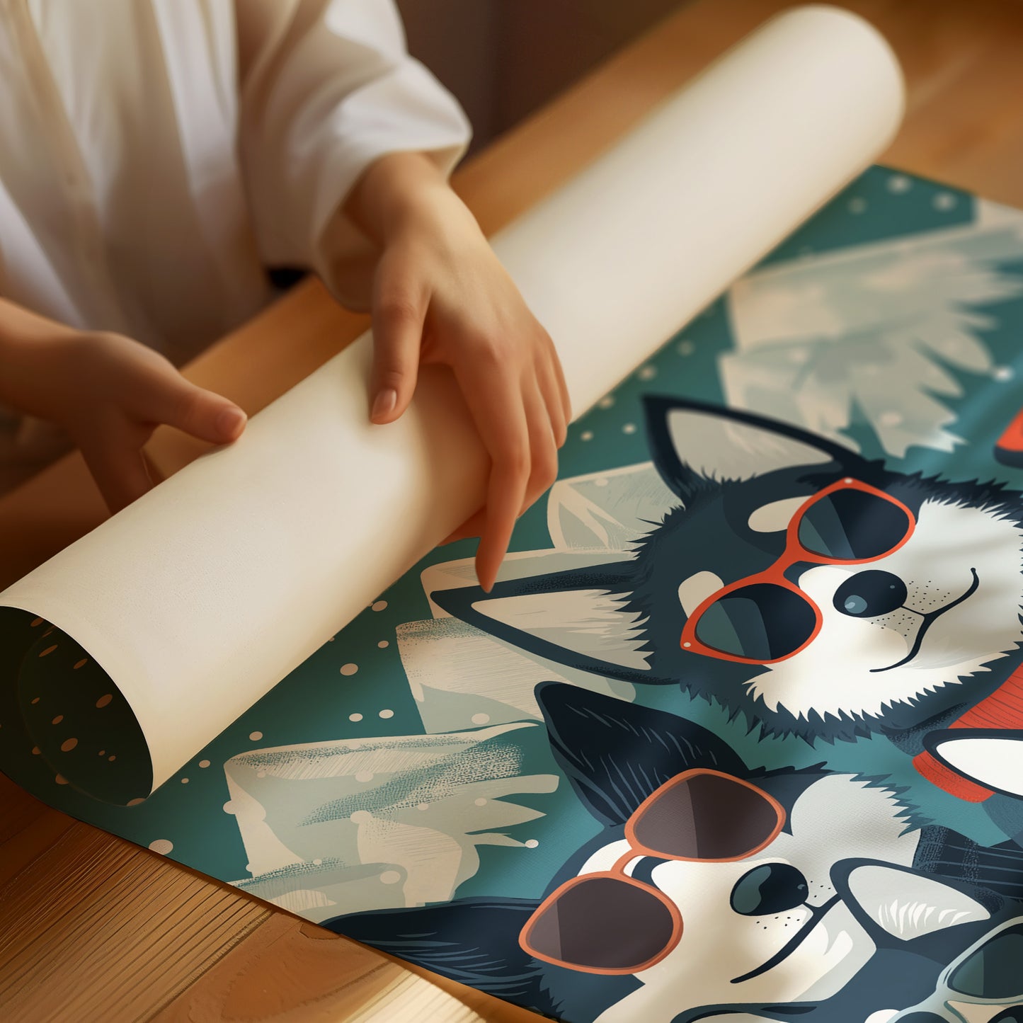 Cool Huskies Chase Winter Stars