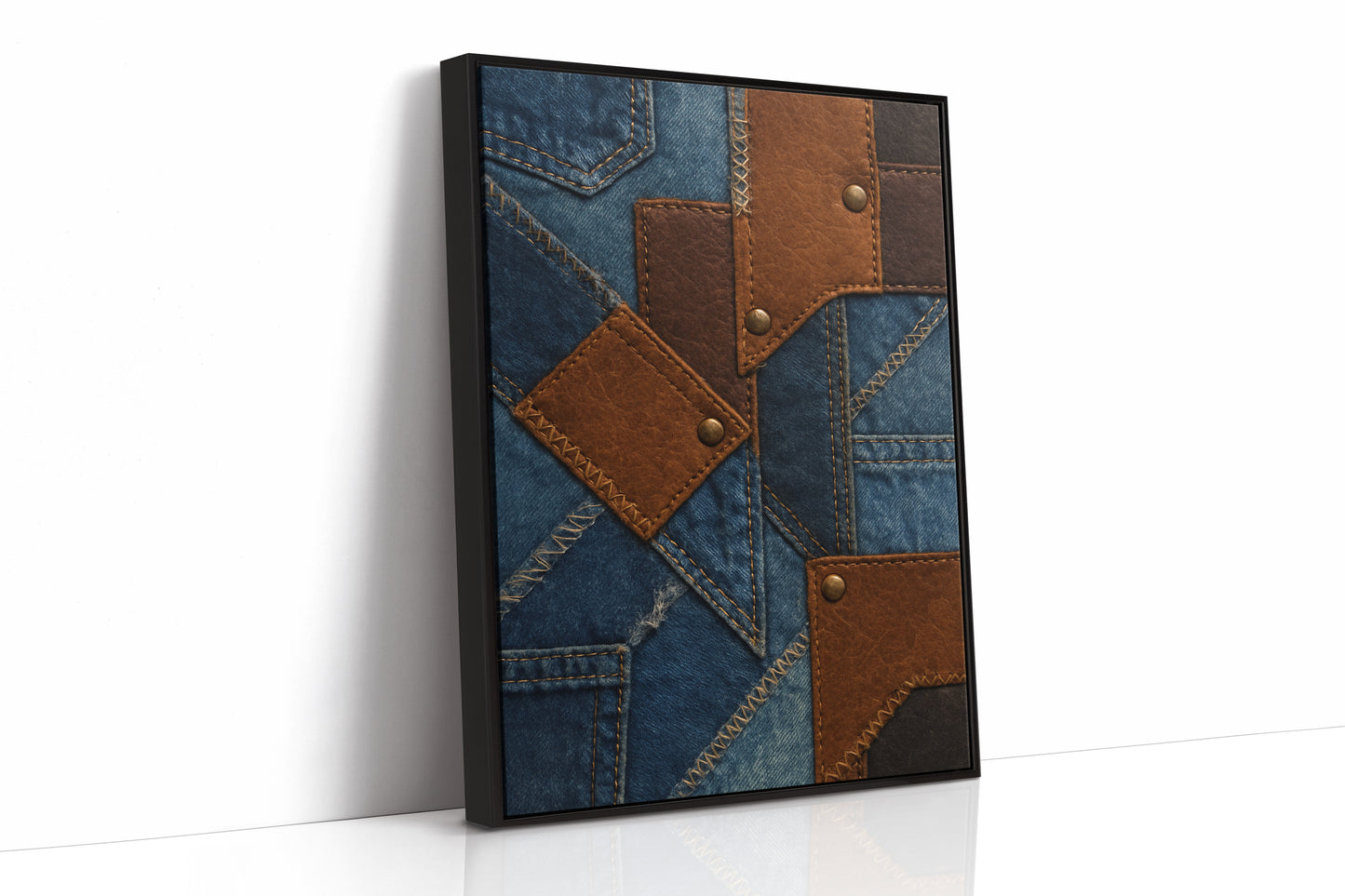 Western Patchwork Denim and Leather Print