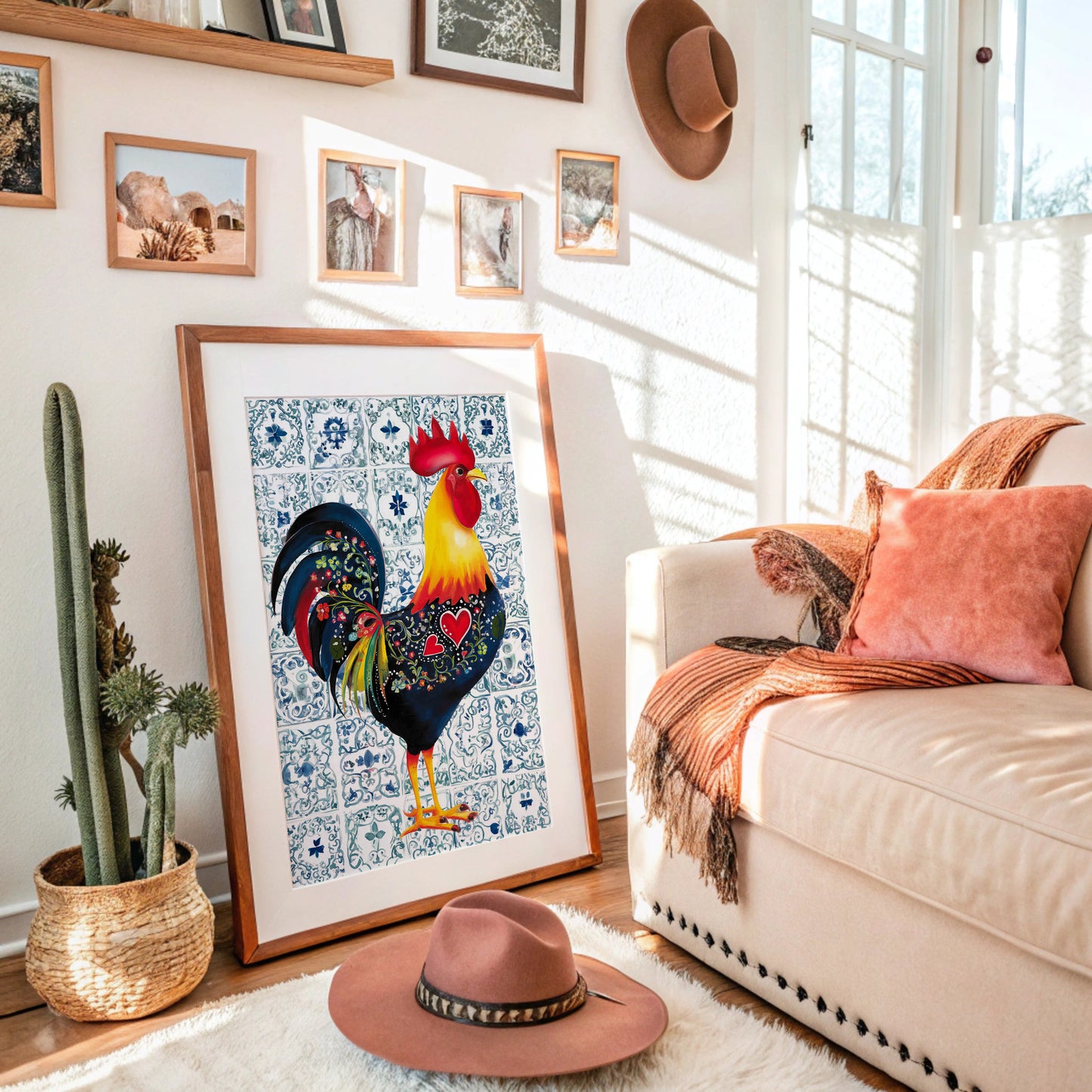 Morning Rooster Meets Portuguese Tiles