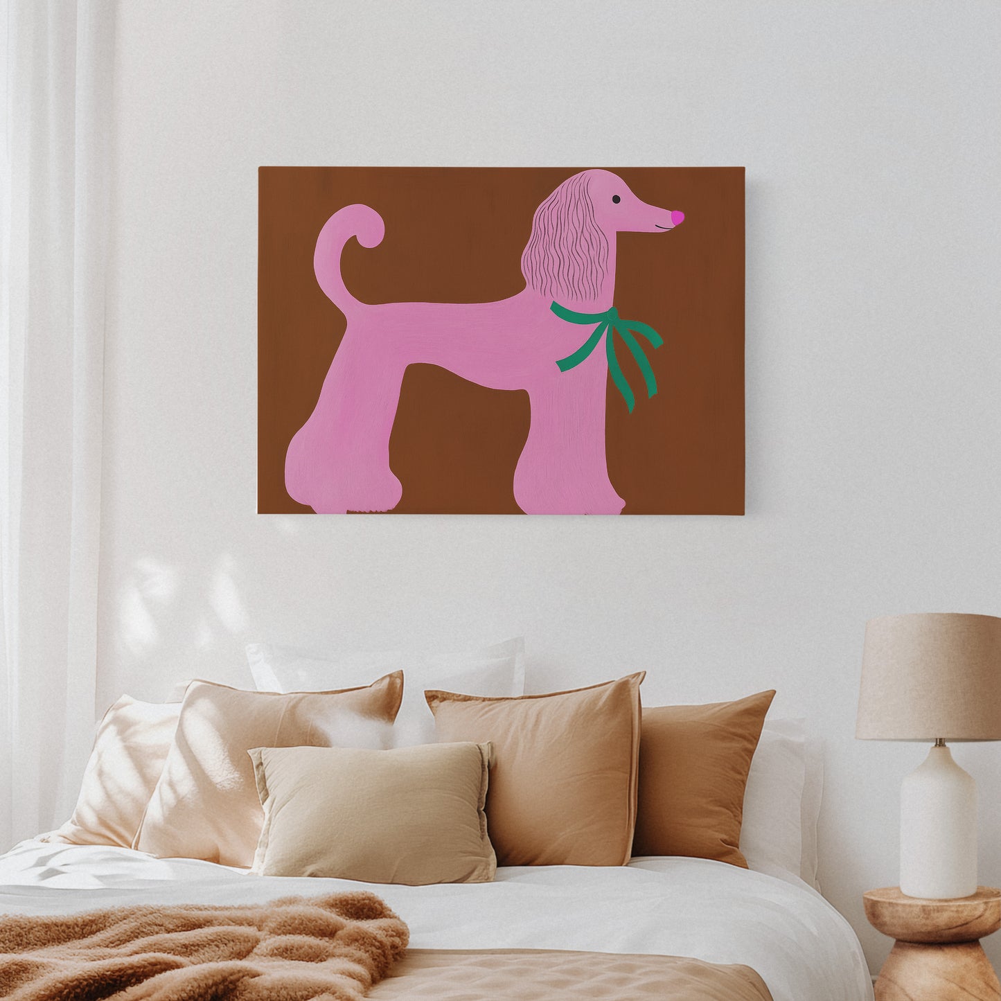 Pink Poodle with a Green Bow