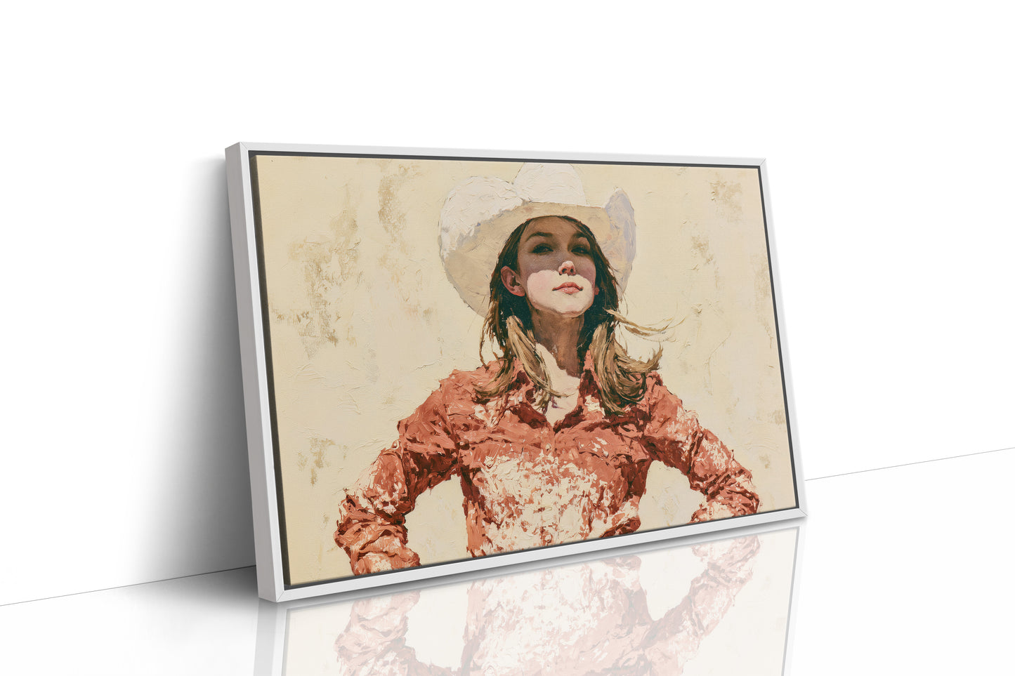 Confident Gaze, Coral Western Shirt