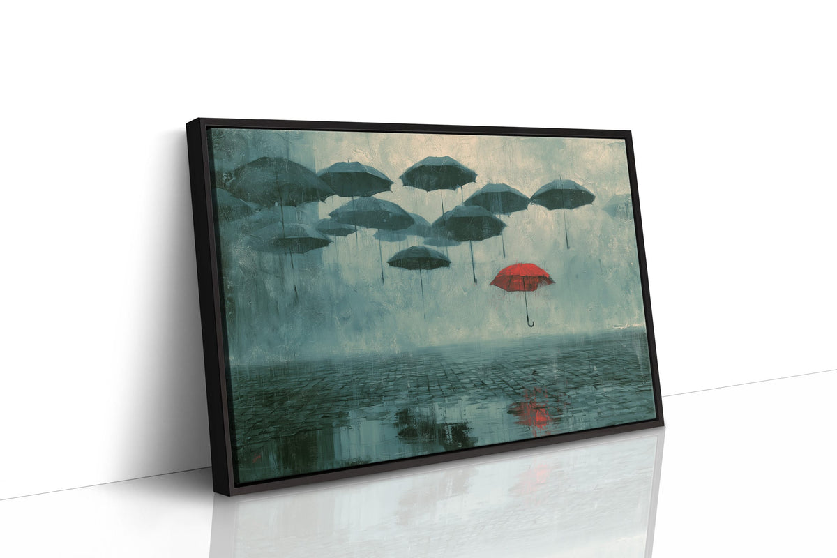 Red Umbrella Rises Above