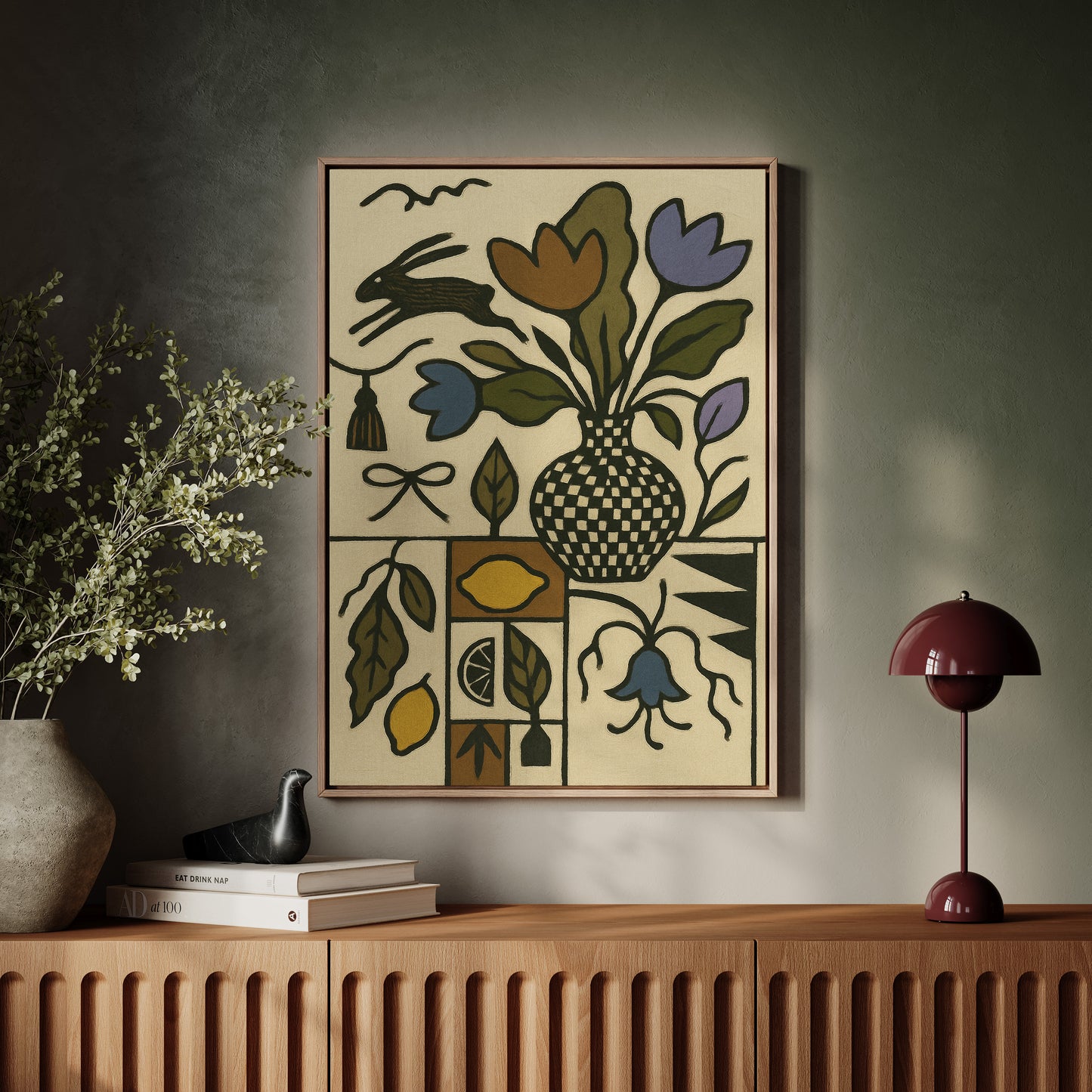 Lemon Rabbit Folk Vase