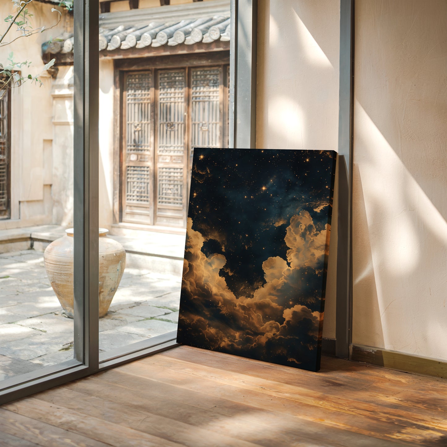 Golden Clouds Beneath a Midnight Sky