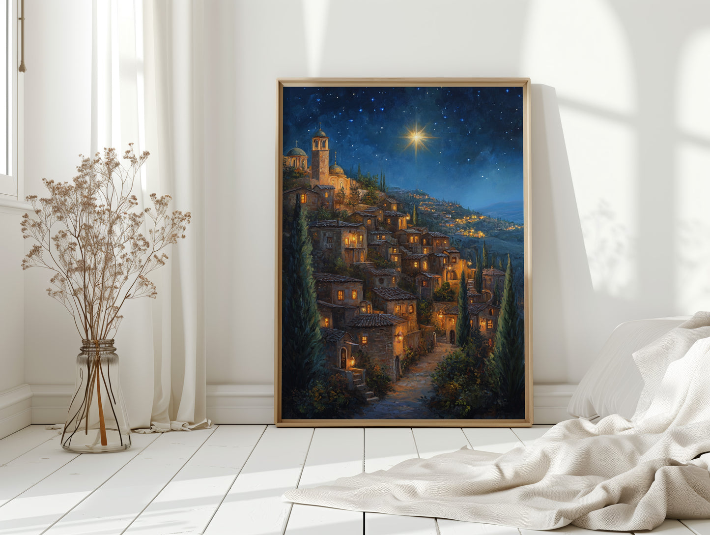 Starry Night Village Canvas Print - Enchanting Landscape Art - Gallery Canvas image 9