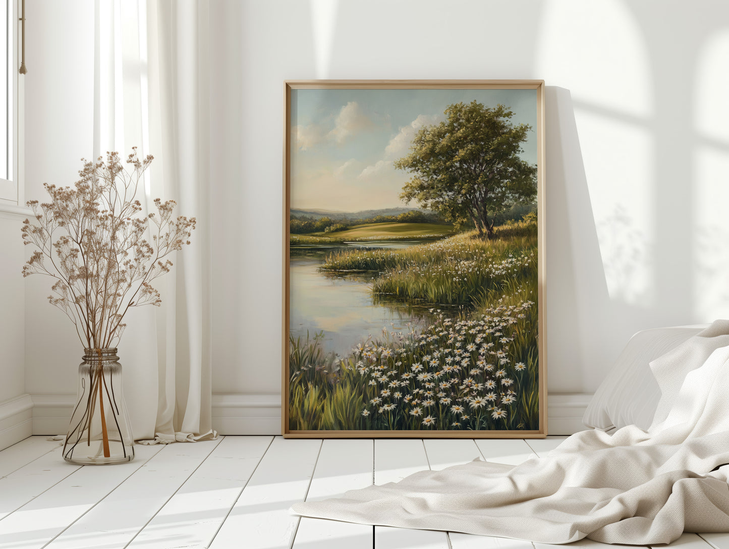 Tranquil Meadow Landscape Painting - Serene Nature Art - Gallery Canvas image 7