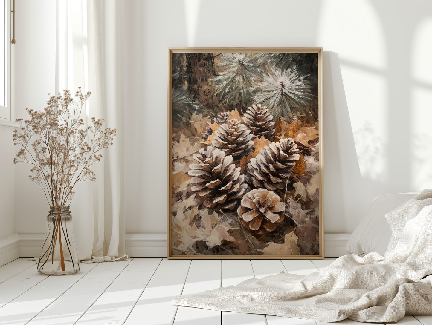 Winter Pinecone Forest Art Print - Rustic Nature Decor - Gallery Canvas image 11