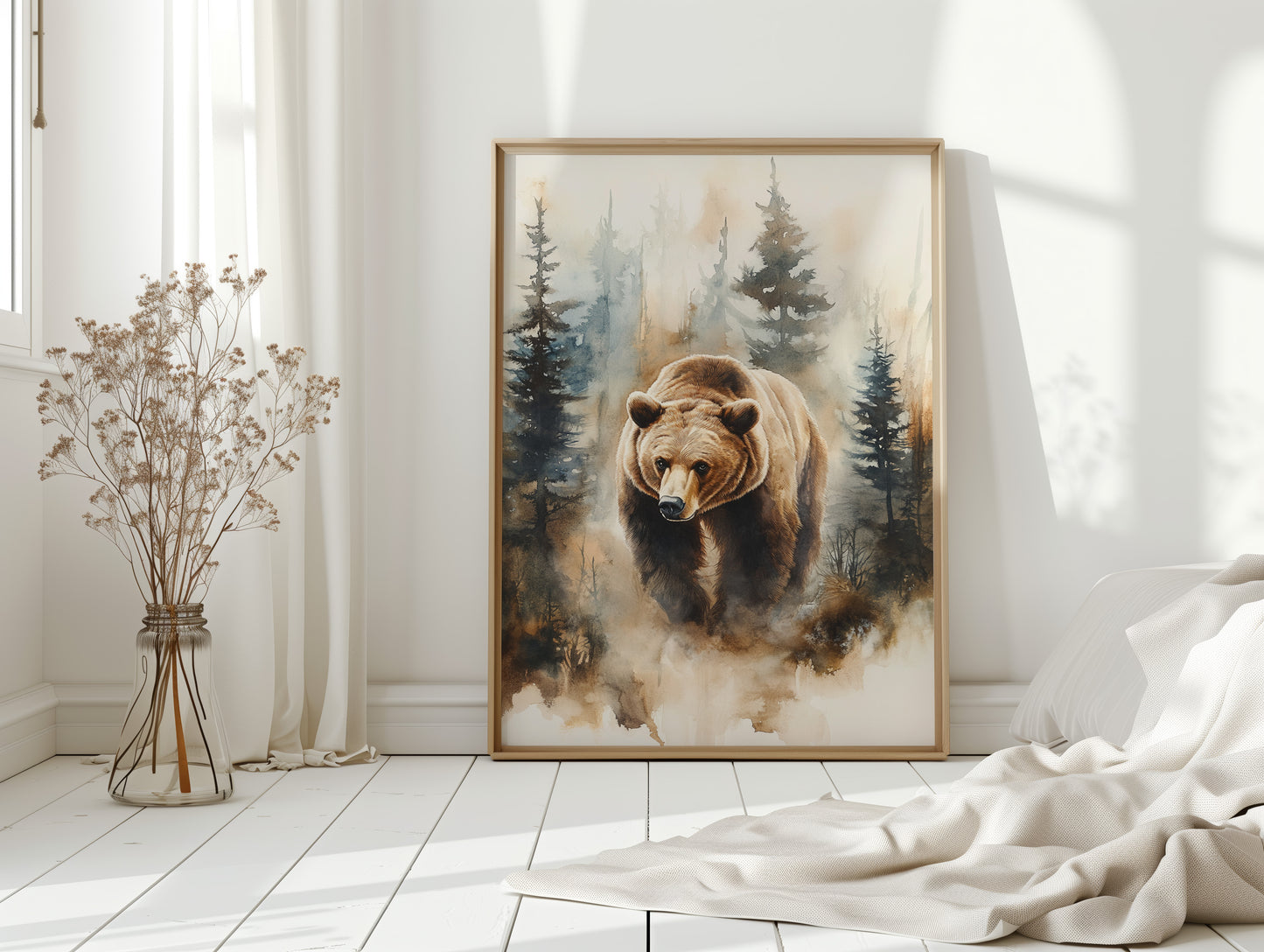 Majestic Bear Watercolor Print - Nature Wildlife Art - Gallery Canvas image 5