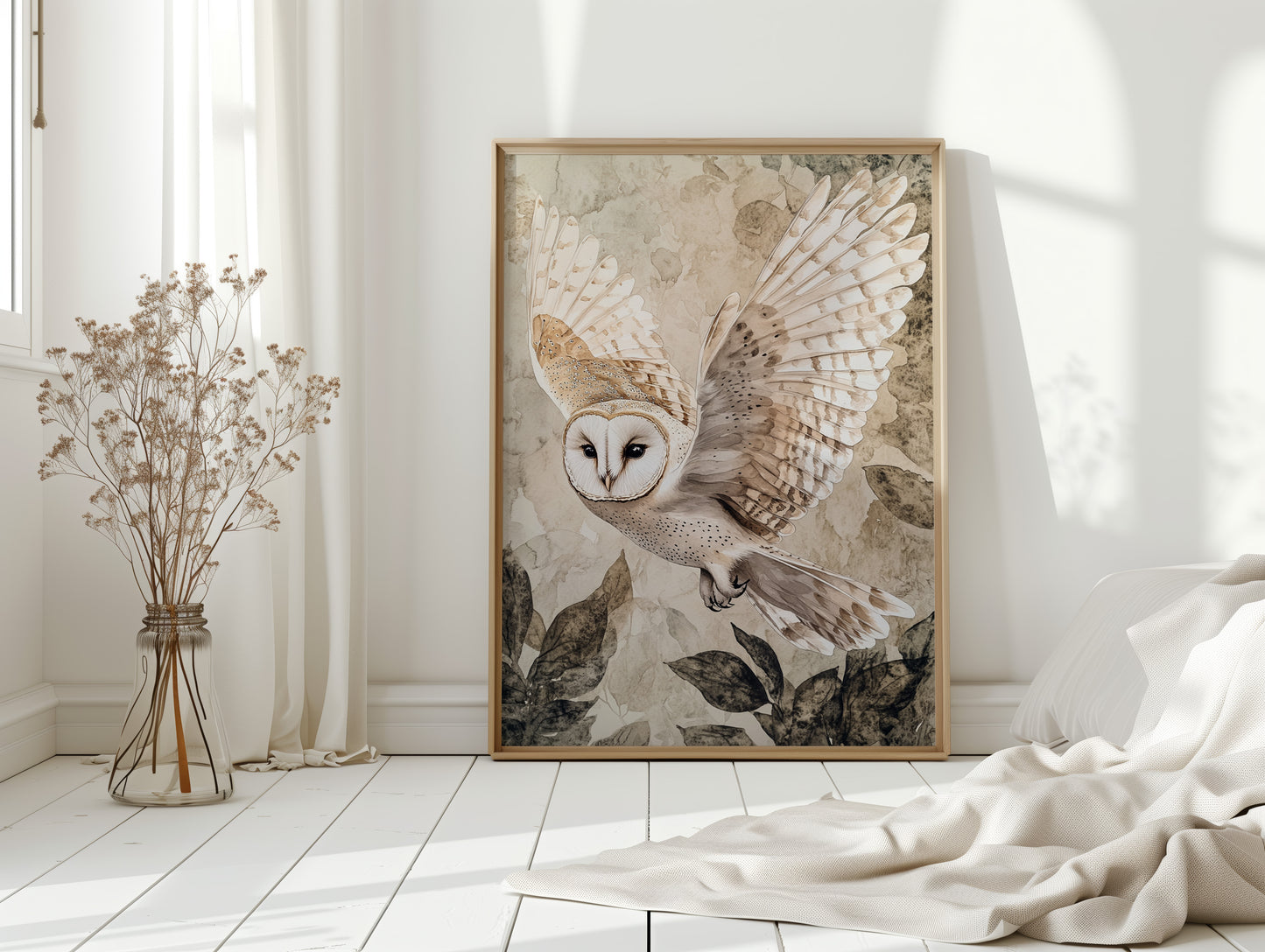 Barn Owl Watercolor Art Print - Nature Wildlife Decor - Gallery Canvas image 9