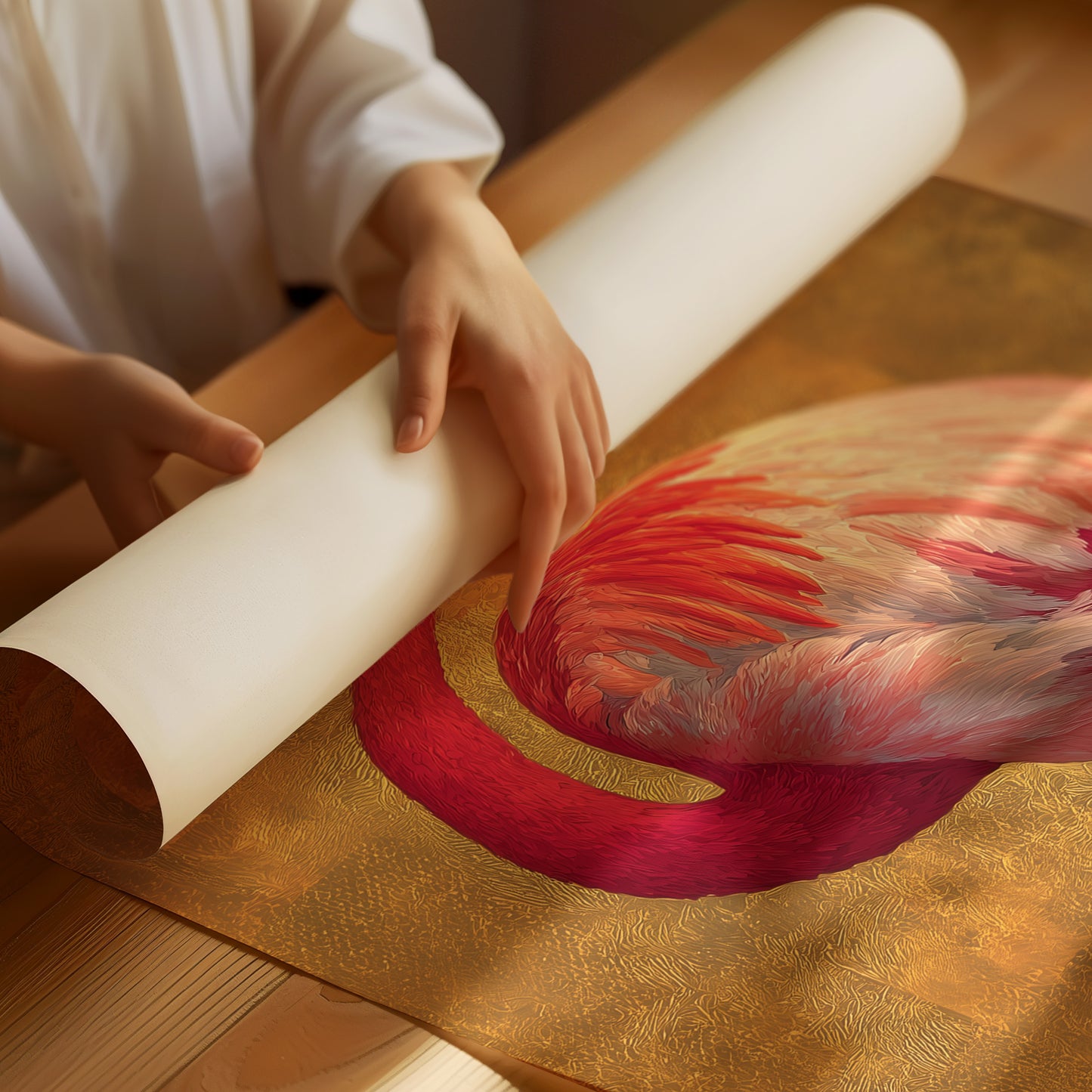 Flamingo in Gold Light