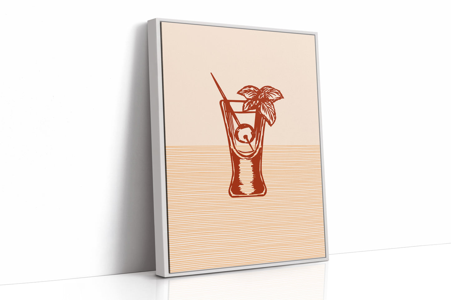 Mint Leaves Float Above Sunset Lines