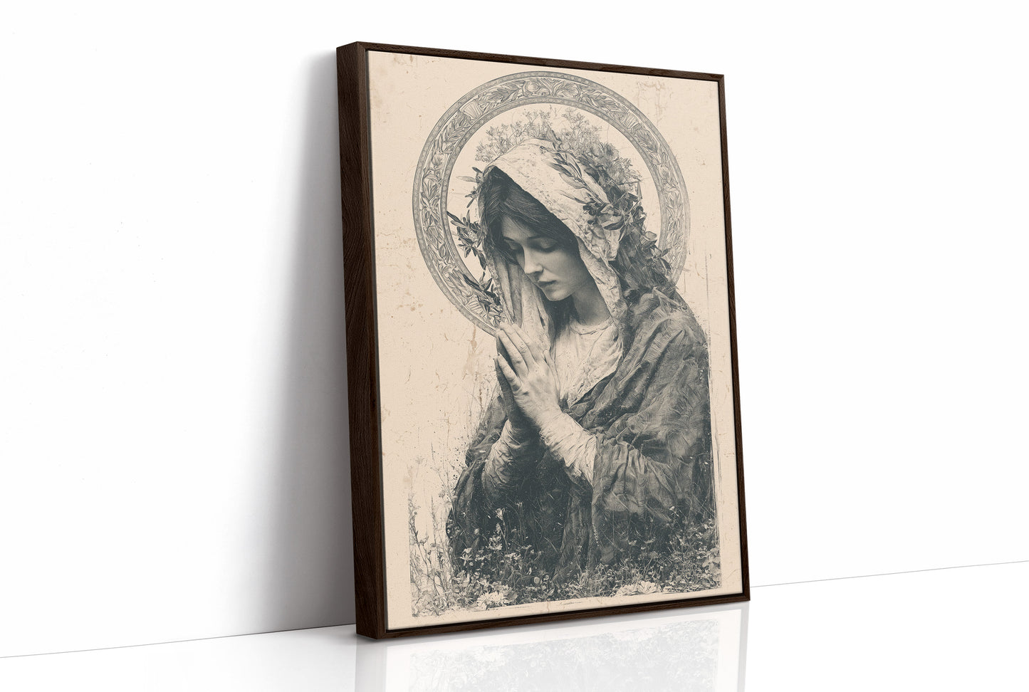 Madonna in Wildflowers — Devotional Engraving Print