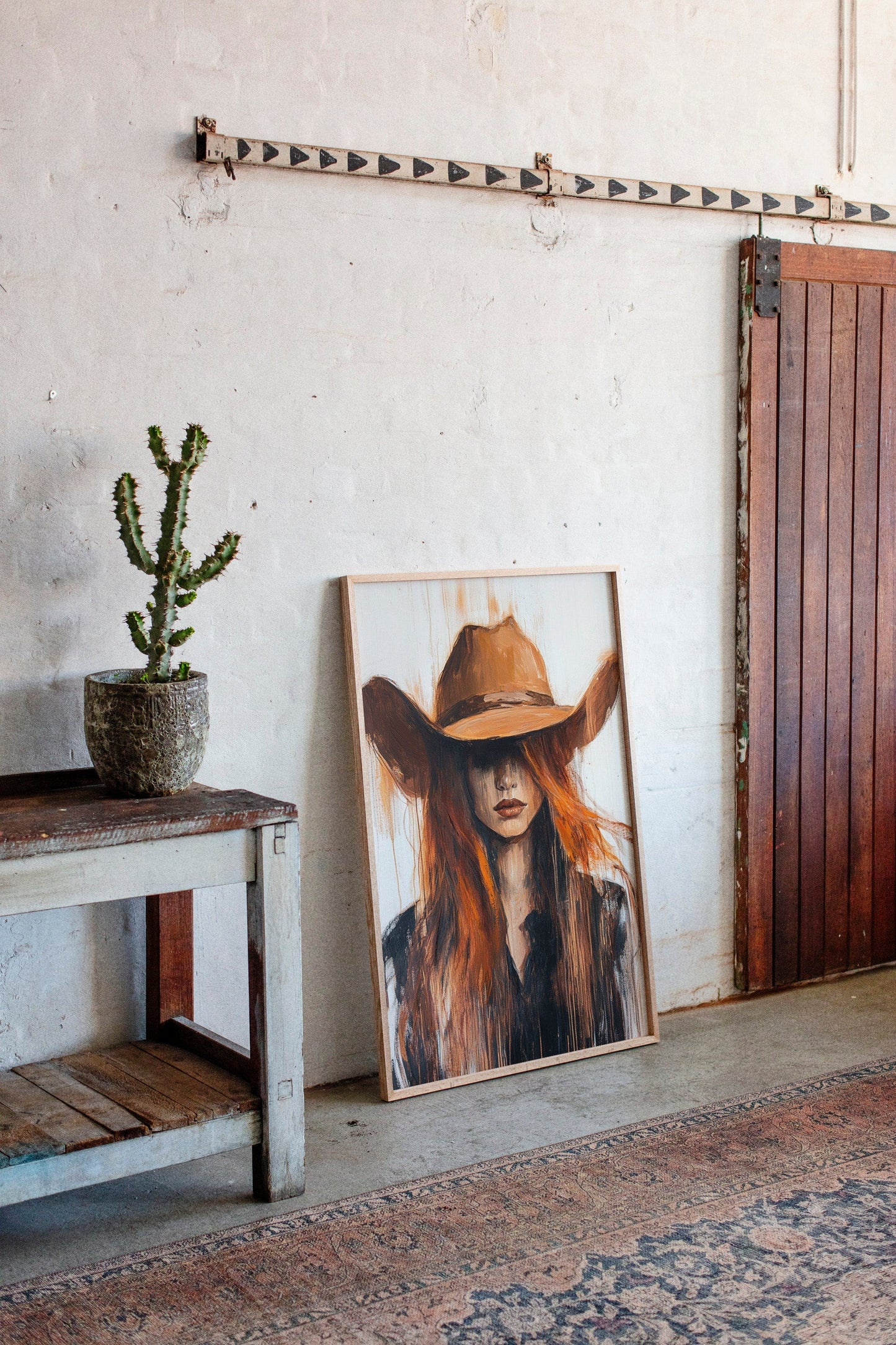 Western Flame – Bold Redhead Cowgirl Art