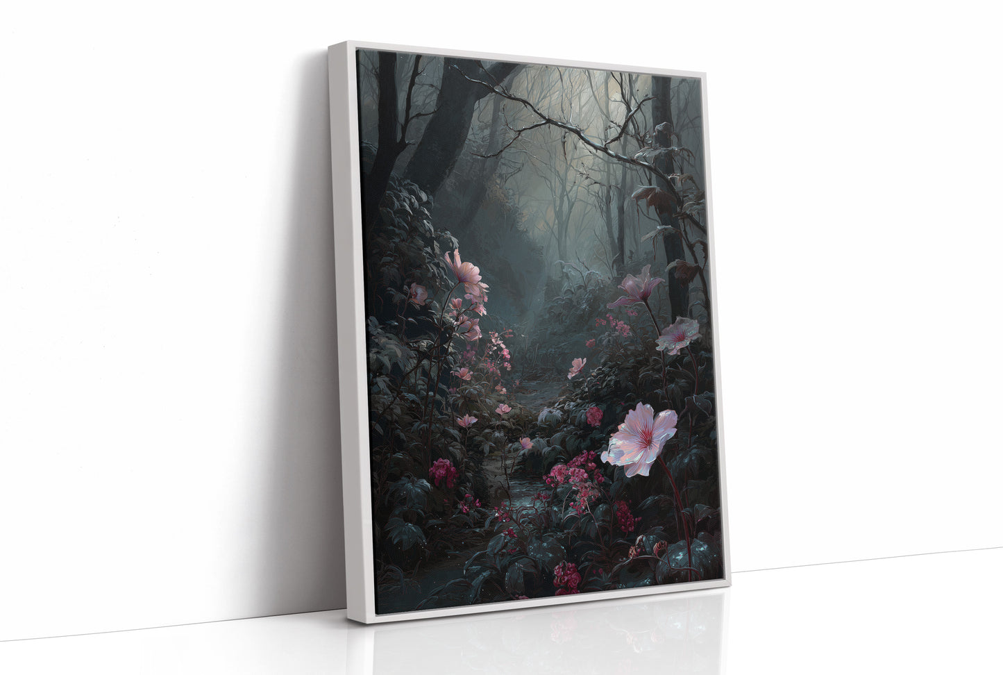 Pink Blooms Defy Misty Darkness
