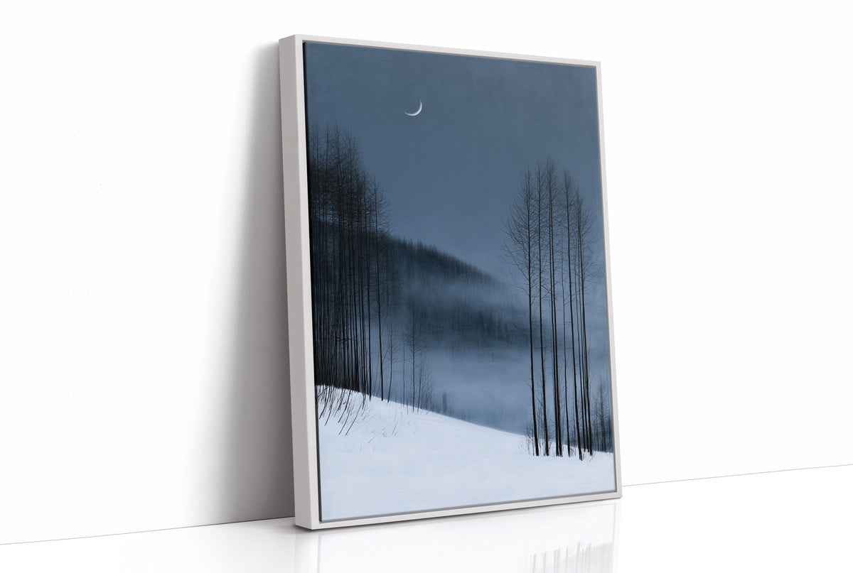 Crescent Moon Over Snowfall
