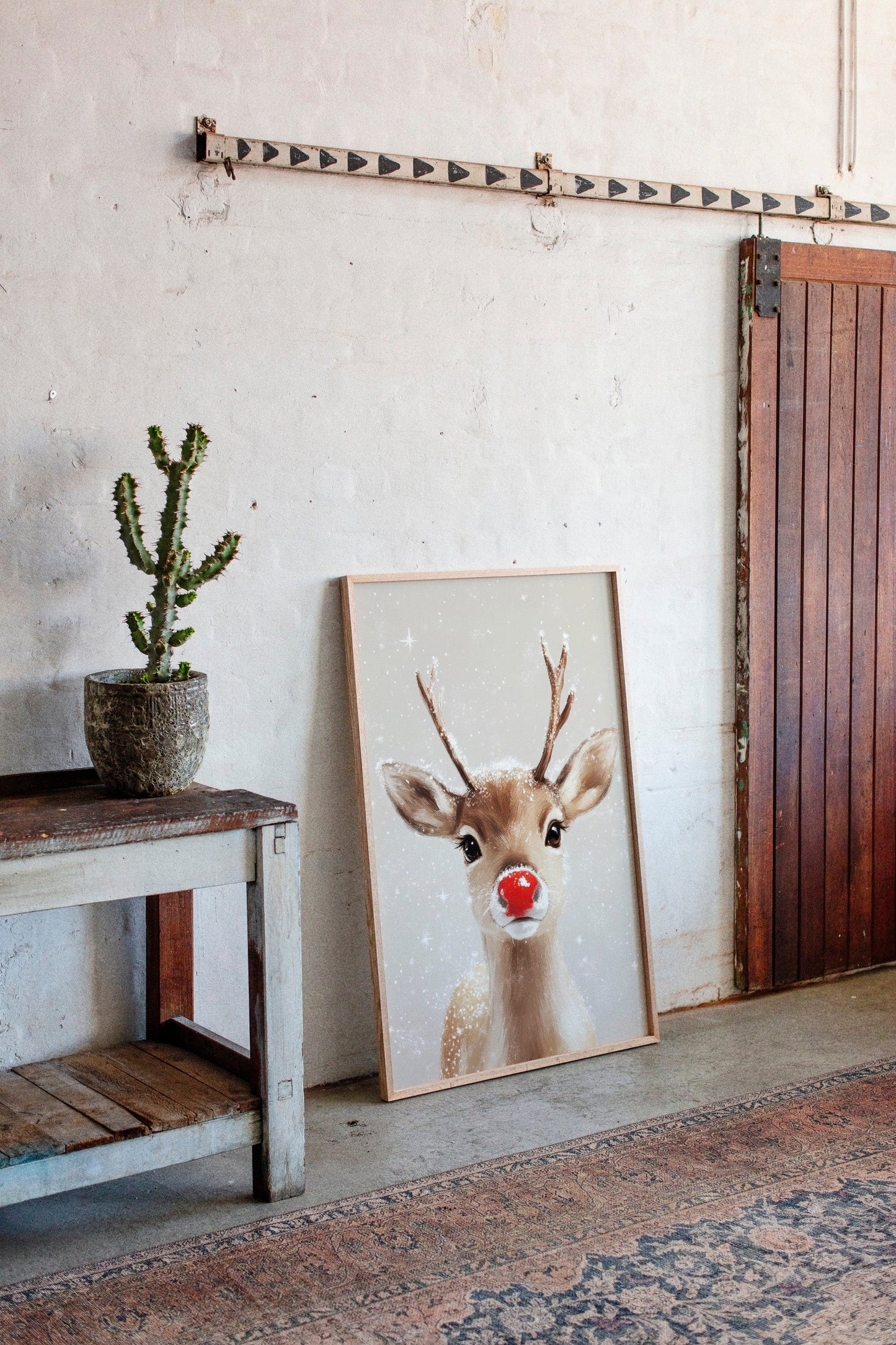 Adorable Snowy Reindeer – Cozy Christmas Wall Art Print