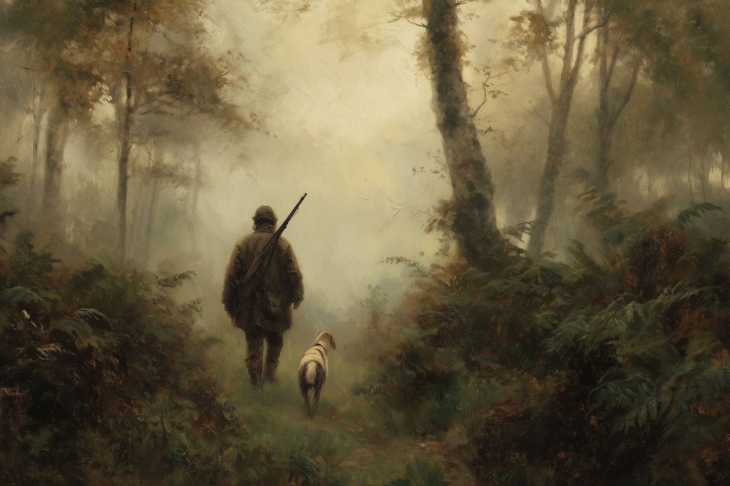 Huntsman's Path Through Misty Woods