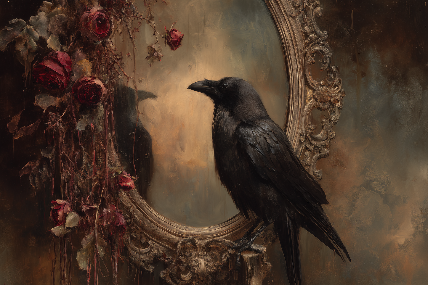 Raven Among Faded Roses