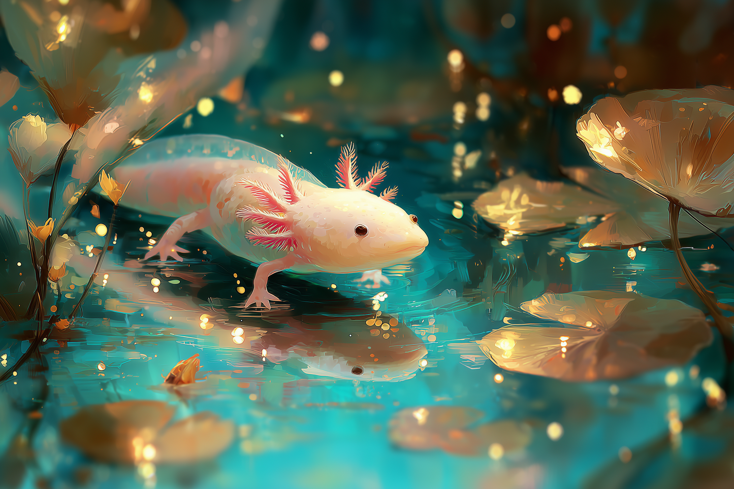 Pale Wanderer Among Turquoise Depths