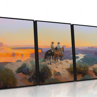 Evening Ride – Cowboy Sunset Triptych