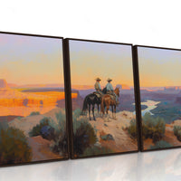 Evening Ride – Cowboy Sunset Triptych