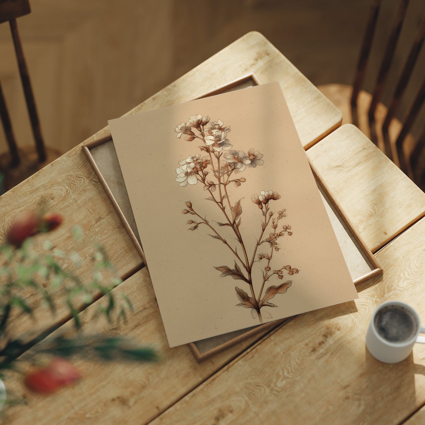A Quiet Stem on Warm Paper