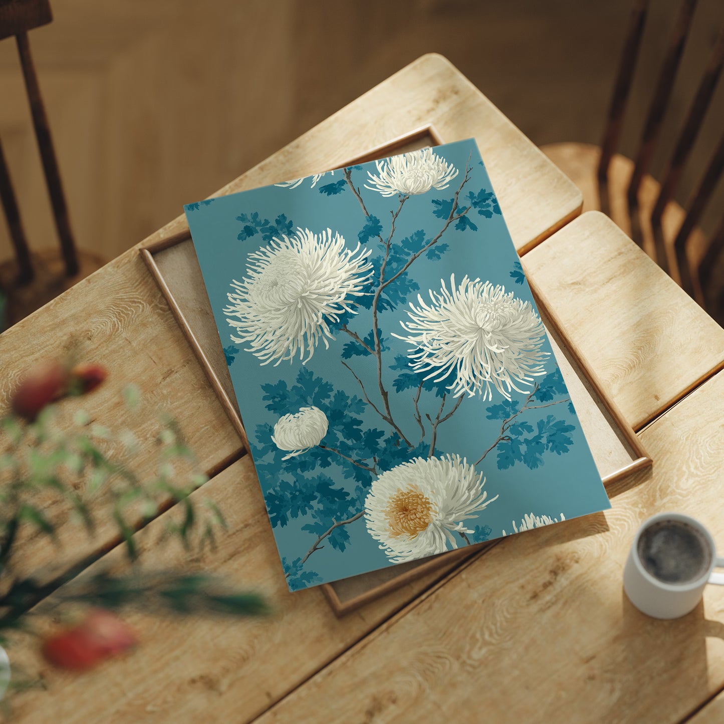 White Chrysanthemums on Still Water