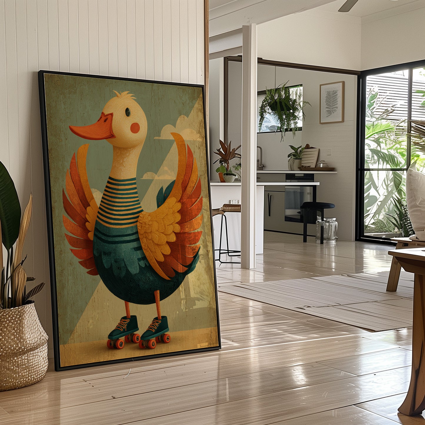 Duck With Wings Wide Open
