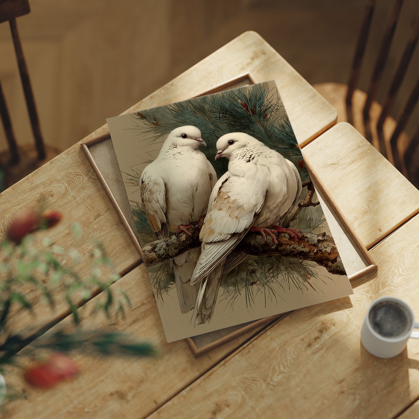 Two White Doves at Rest