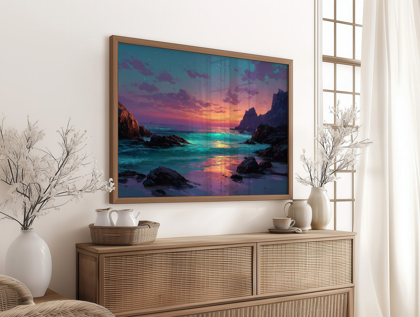 Neon Dusk on the Shore