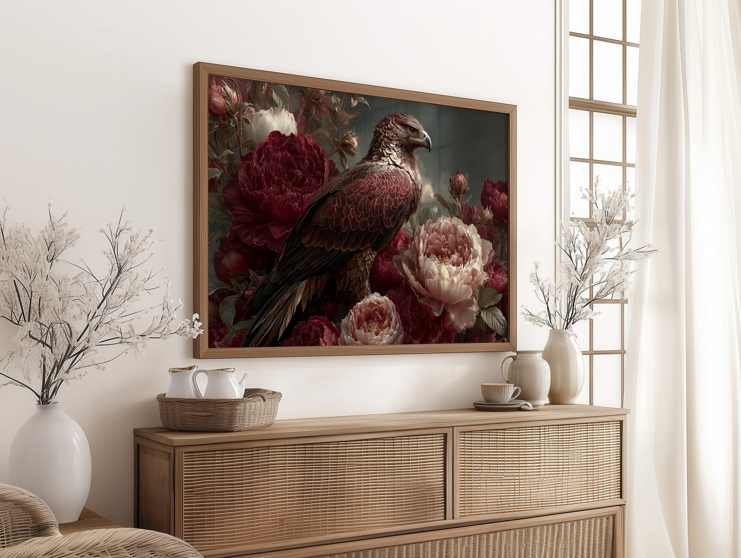 Hawk Nestled Among the Roses
